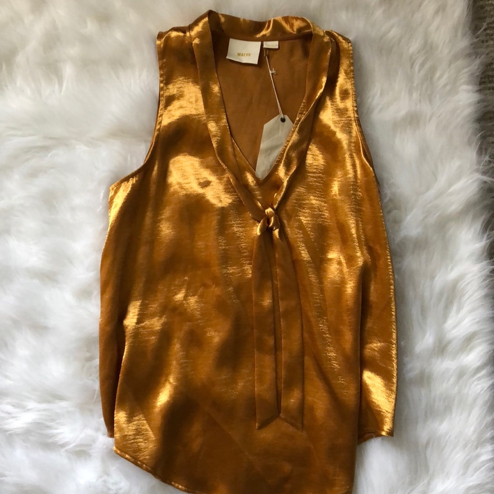 Gold silk tank top Anthropologie never worn!